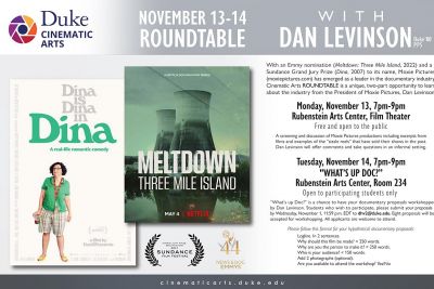  Duke Cinematic Arts ROUNDTABLE with Dan Levinson (Duke '80, PPS)